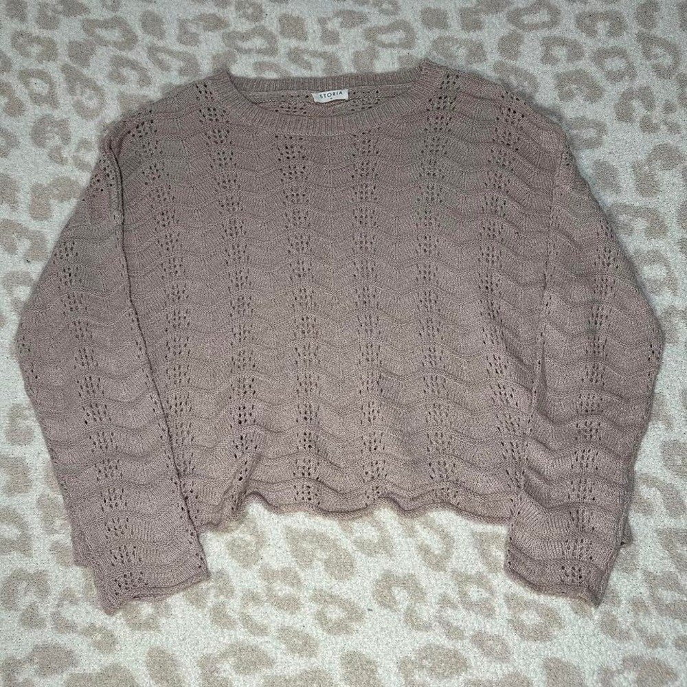 Storia‎ Taupe Pointelle Knit Sweater — Medium